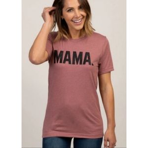 PINKBLUSH "Mama" Glitter Print Graphic Top, Mauve, Size Medium